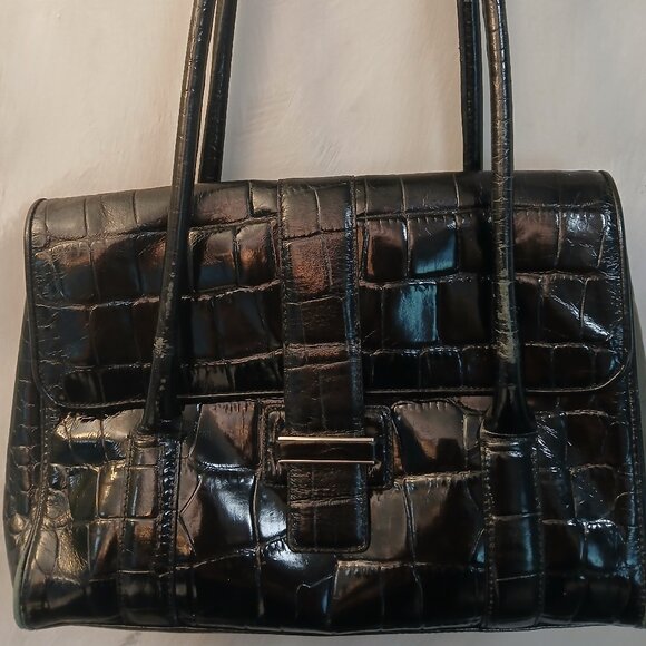 Ann Taylor Handbags - Ann Taylor Stunning Leather "Croc" Satchel